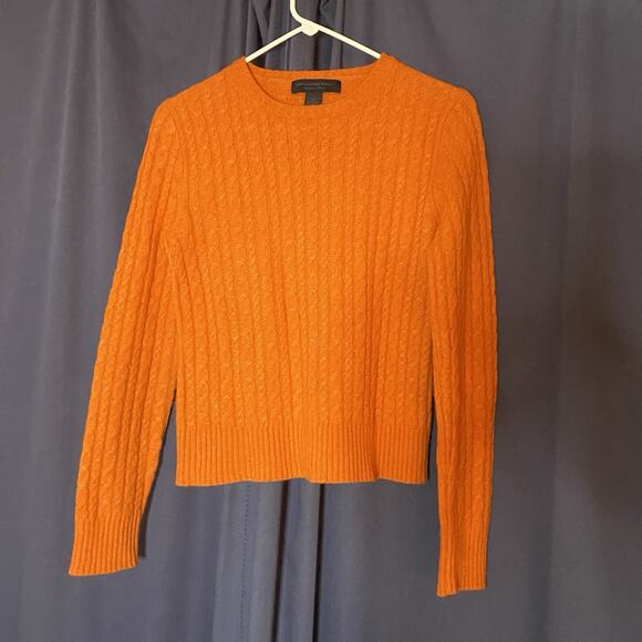 Express Design Studio Cashmere Blend Fitted Sweater Cable Knit Orange Size Small - Picture 1 of 6